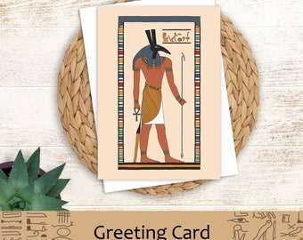 Ancient Egyptian A5 Greeting Card “Seth" god of chaos, deserts, storms, destruction-Blank Birthday Anniversary Thank You Note Thank You Card
