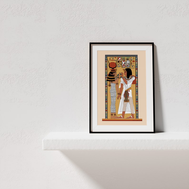 Ancient Egyptian Reproduction Unframed Art Print The Goddess Hathor Welcomes Pharoah Seti I to the Underworld Tomb Relief from Museum image 7