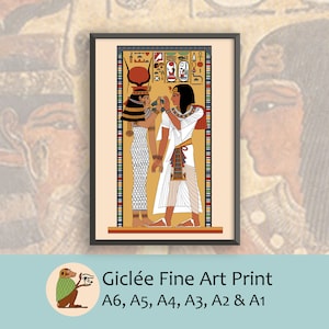 Ancient Egyptian Reproduction Unframed Art Print The Goddess Hathor Welcomes Pharoah Seti I to the Underworld Tomb Relief from Museum image 1
