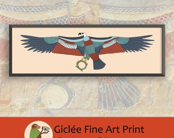 Ancient Egyptian Reproduction Unframed Art Print - The Goddess Nekhbet in Vulture Form Holding Shen Eternity Ring Temple of Queen Hatshepsut
