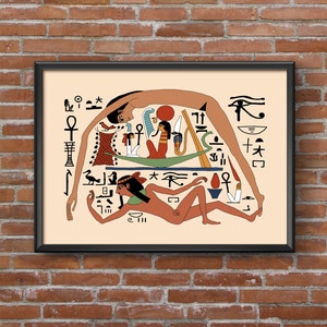 Ancient Egyptian Reproduction Unframed Art Print The Sky Goddess Nut and the Earth God Geb at the Creation of the World Funerary Papyrus image 8