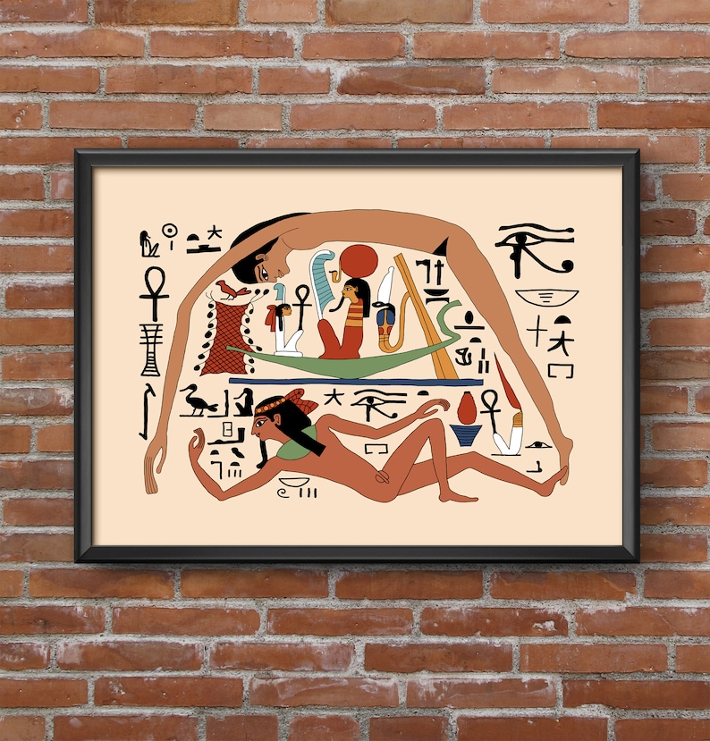 Ancient Egyptian Reproduction Unframed Art Print The Sky Goddess Nut and the Earth God Geb at the Creation of the World Funerary Papyrus image 8