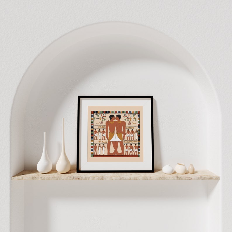 Ancient Egyptian Reproduction Unframed Giclee Art Print Brothers or Lovers The Embrace of Khnumhotep and Niankhkhnum Tomb Painting Replica image 7