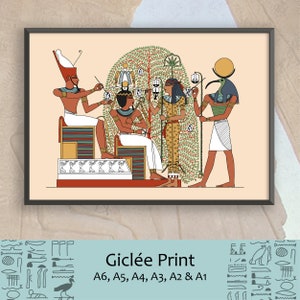 Egyptian Gods Art Print: Thoth, Atum, Seshat & Rameses Giclée