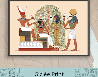 Seshat, Thoth y el sagrado árbol de Persea - Impresión artística giclée de tamaño A del antiguo Egipto