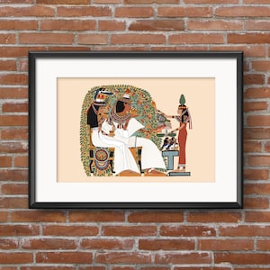 Ancient Egyptian Reproduction Art Unframed Print: Userhat Receiving Offerings from the Goddess Nut Beneath the Sycamore Tree, Soul Birds image 6