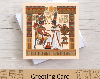 Tutankhamun & Ankhesenamun Egyptian Greeting Card: Floral Pavilion Art