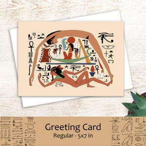 Geb and Nut Goddess Greeting Card: Ancient Egyptian Art (5x7)