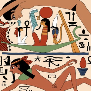 Ancient Egyptian Reproduction Unframed Art Print The Sky Goddess Nut and the Earth God Geb at the Creation of the World Funerary Papyrus image 3