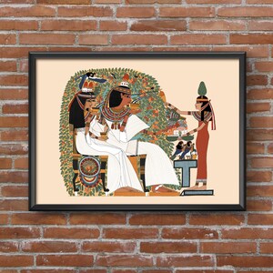 Ancient Egyptian Reproduction Art Unframed Print: Userhat Receiving Offerings from the Goddess Nut Beneath the Sycamore Tree, Soul Birds image 8