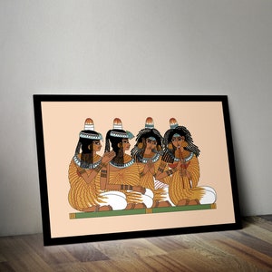 Ancient Egyptian Reproduction Unframed Art Print Singers and Pipers Entertaining at the Feast of Nebamun tomb painting flute pipes image 7
