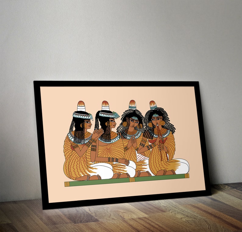 Ancient Egyptian Reproduction Unframed Art Print Singers and Pipers Entertaining at the Feast of Nebamun tomb painting flute pipes image 7