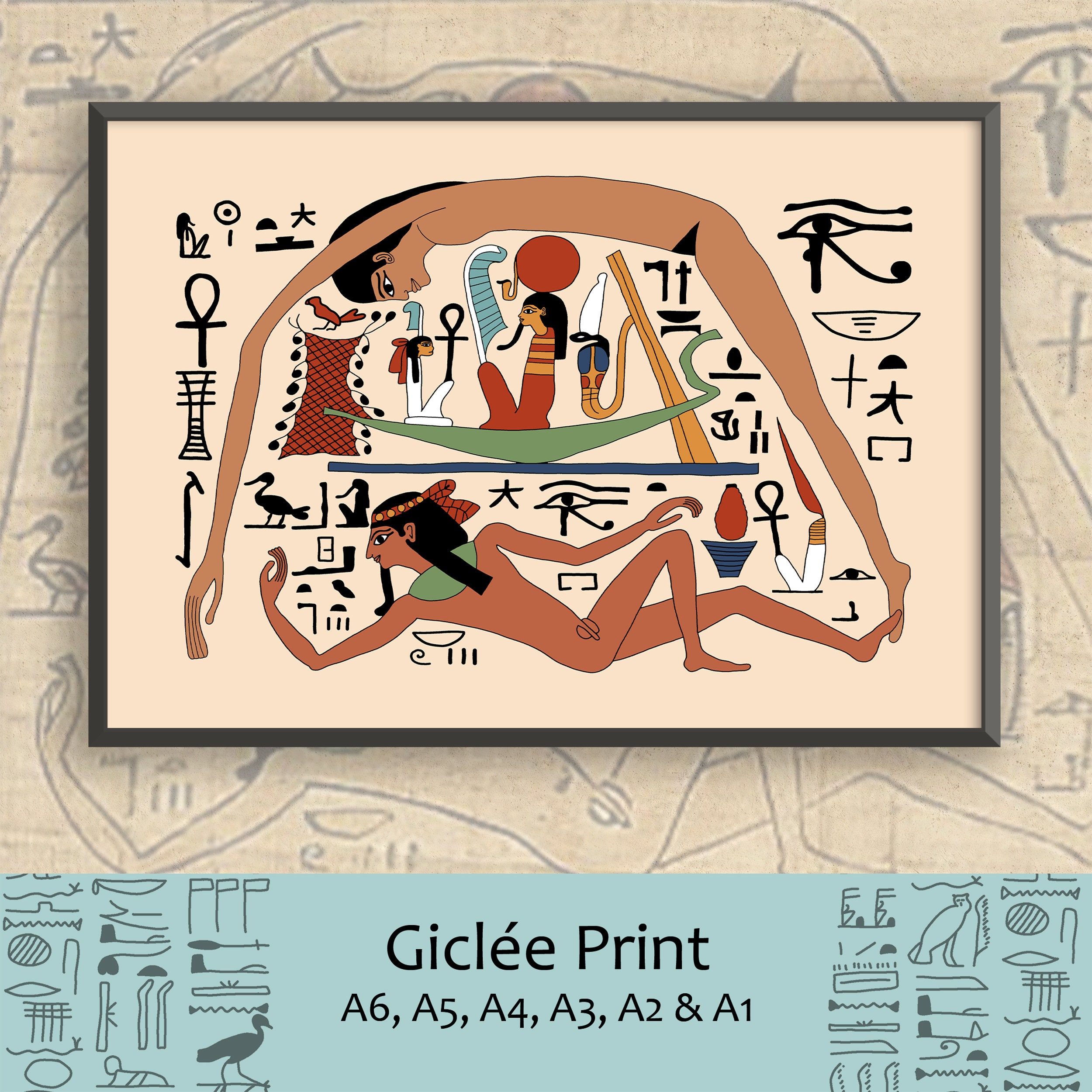 エジプト パピルス絵画 天空の女神ヌト 額縁はなし Egyptian nut papyrus - Etsy 日本