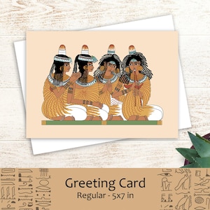 Chanteurs à la fête de Nebamon - Carte de voeux de l'Egypte ancienne 5 x 7 Vierge à l'intérieur Carte de correspondance pour la Saint-Valentin