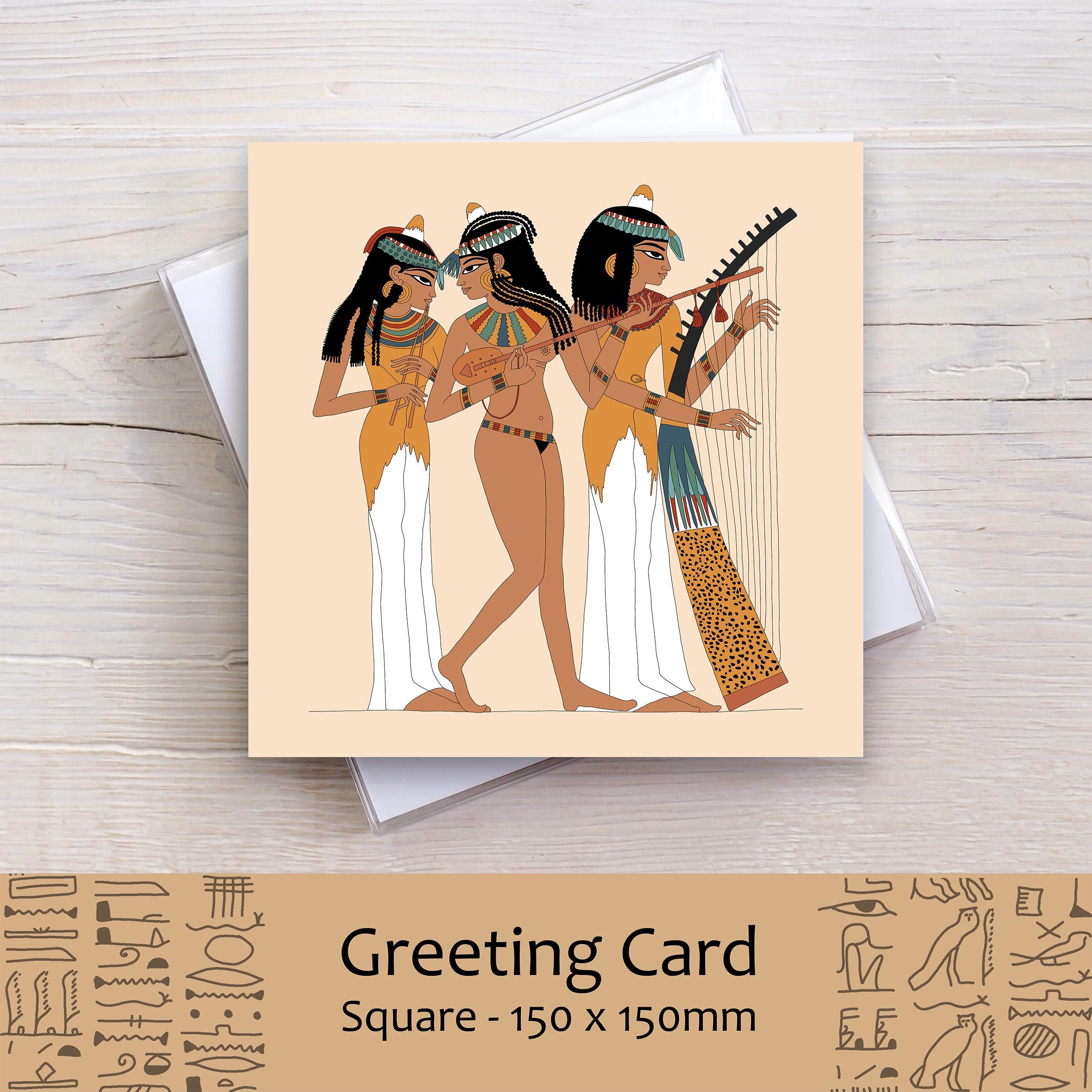 Ancient Egyptian Greeting Card: Musicians, Festival of the Valley (150x150mm)