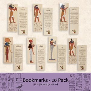 Egyptian Gods Bookmarks: Mythology Art Prints, Set of 20