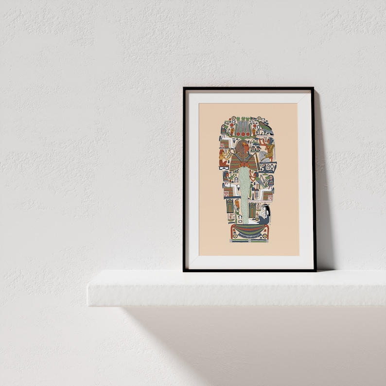 Ancient Egyptian Reproduction Unframed Art Print Deified King Amenhotep I in the form of the Mummy Osiris surrounded by spells coffin art image 8