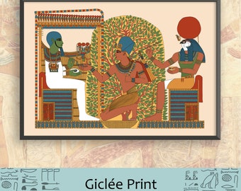 セティ1世と聖なるペルシアの木 - 古代エジプトのAサイズジクレー版画