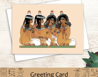 Ancient Egyptian 5x7 Greeting Card “Singers at the Feast of Nebamun” Blank Inside, Birthday, Anniversary, Valentines, Note Card, Thank You