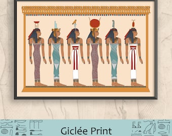 Seis diosas - Impresión artística giclée tamaño A del antiguo Egipto