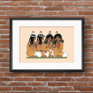 Ancient Egyptian Reproduction Unframed Art Print Singers and Pipers Entertaining at the Feast of Nebamun tomb painting flute pipes image 6