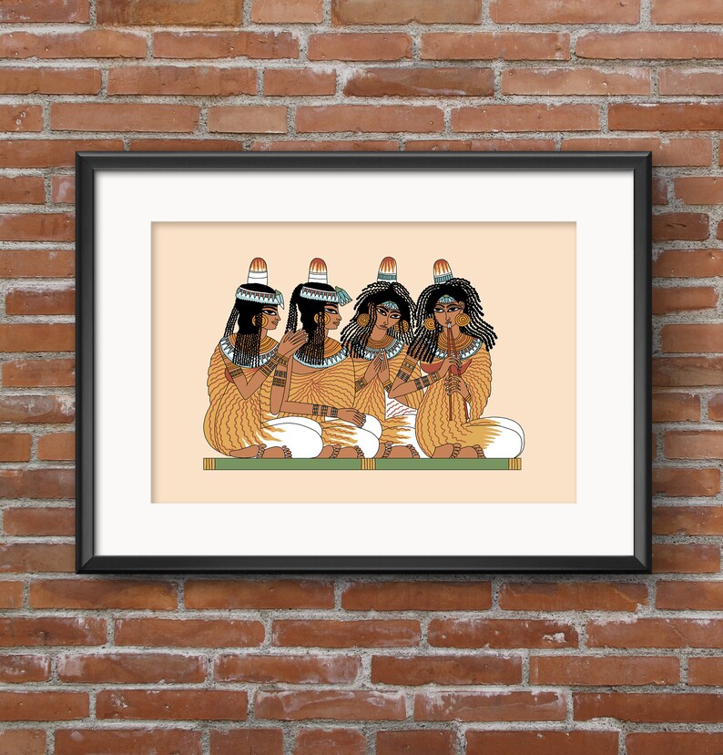 Ancient Egyptian Reproduction Unframed Art Print Singers and Pipers Entertaining at the Feast of Nebamun tomb painting flute pipes image 6