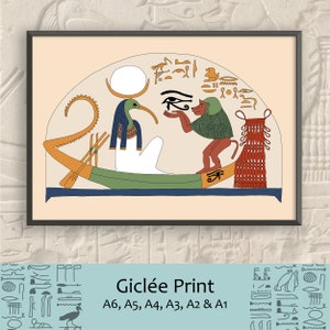 Thoth and Baboon Art Print: Ancient Egyptian Mythology Giclée Reproduction