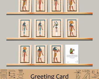 Ancient Egyptian God & Goddess Greeting Card: Mythology Art - 5x7 Blank Card