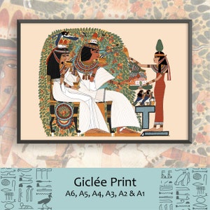 Reproduction d'art de l'égypte ancienne, impression sans cadre : Ouserhat recevant des offrandes de la déesse noix sous le sycomore, âmes d'oiseaux
