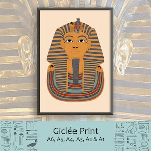Ancient Egyptian Reproduction Unframed Art Print - Tutankhamun&#39;s Golden Death Mask - Museum Reproduction from the Tomb of Tutankhamen