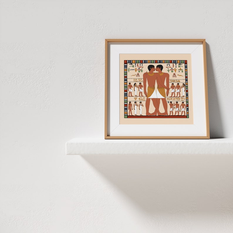 Ancient Egyptian Reproduction Unframed Giclee Art Print Brothers or Lovers The Embrace of Khnumhotep and Niankhkhnum Tomb Painting Replica image 9