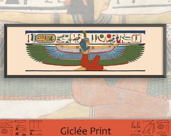 Maat, la diosa alada de la verdad - Impresión artística panorámica giclée del antiguo Egipto