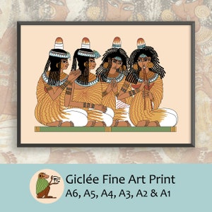 Ancient Egyptian Reproduction Unframed Art Print Singers and Pipers Entertaining at the Feast of Nebamun tomb painting flute pipes image 1