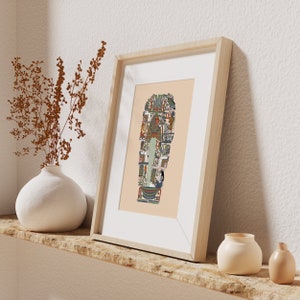 Ancient Egyptian Reproduction Unframed Art Print Deified King Amenhotep I in the form of the Mummy Osiris surrounded by spells coffin art image 6