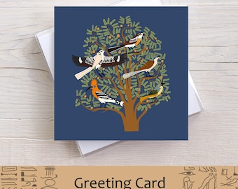 Tree of Life with Exotic Birds - Ancient Egyptian Square Greeting Card (150 x 150mm)