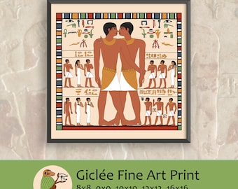 Ancient Egyptian Reproduction Unframed Giclee Art Print "Brothers or Lovers" The Embrace of Khnumhotep and Niankhkhnum Tomb Painting Replica