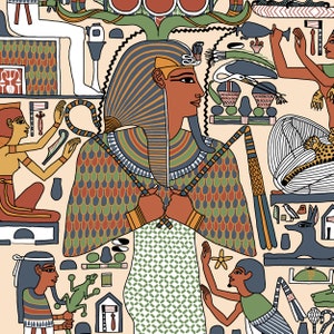 Ancient Egyptian Reproduction Unframed Art Print Deified King Amenhotep I in the form of the Mummy Osiris surrounded by spells coffin art image 3