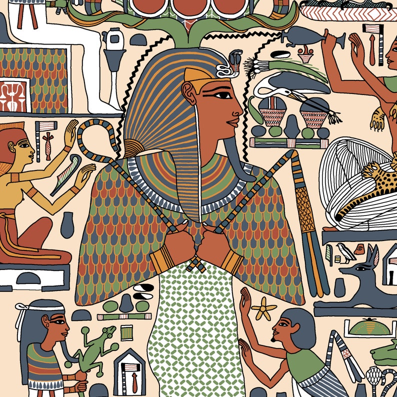 Ancient Egyptian Reproduction Unframed Art Print Deified King Amenhotep I in the form of the Mummy Osiris surrounded by spells coffin art image 3