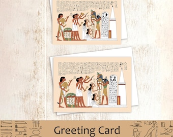 Opening of the Mouth Ceremony - Ancient Egyptian A5 and 5 x 7 Greeting Card