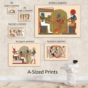 Ancient Egyptian Reproduction Art Unframed Print: Userhat Receiving Offerings from the Goddess Nut Beneath the Sycamore Tree, Soul Birds image 5