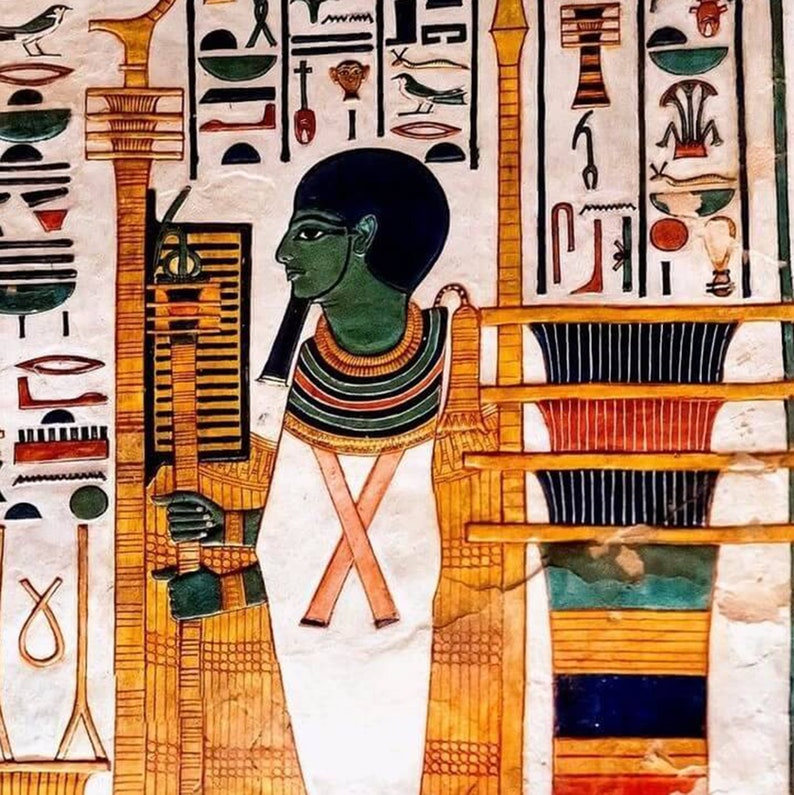 Ancient Egyptian Reproduction Unframed Art Print Queen Nefertari Making Offerings to the God Ptah with Hieroglyphs from Book of the Dead image 5