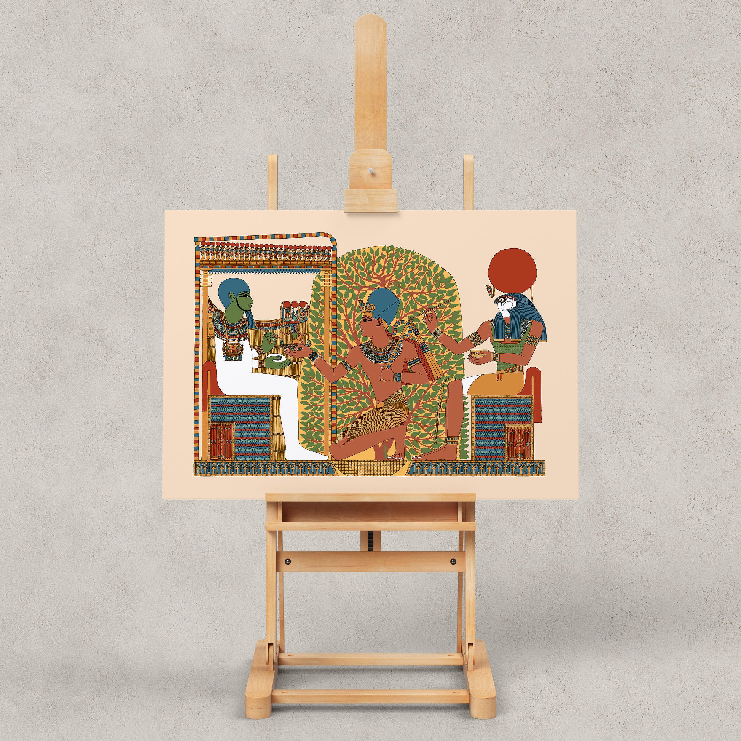 セティ1世と聖なるペルシアの木 - 古代エジプトのAサイズジクレー版画