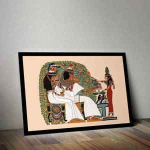 Ancient Egyptian Reproduction Art Unframed Print: Userhat Receiving Offerings from the Goddess Nut Beneath the Sycamore Tree, Soul Birds image 7