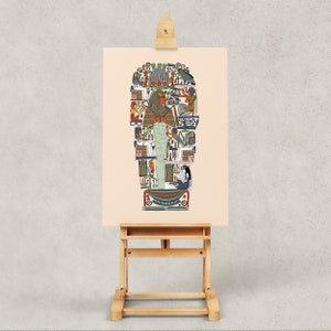 Ancient Egyptian Reproduction Unframed Art Print Deified King Amenhotep I in the form of the Mummy Osiris surrounded by spells coffin art image 2