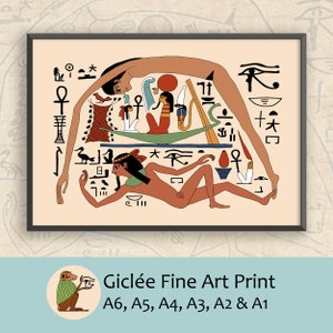 Ancient Egyptian Reproduction Unframed Art Print The Sky Goddess Nut and the Earth God Geb at the Creation of the World Funerary Papyrus image 1