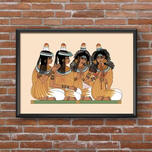 Ancient Egyptian Reproduction Unframed Art Print Singers and Pipers Entertaining at the Feast of Nebamun tomb painting flute pipes image 8