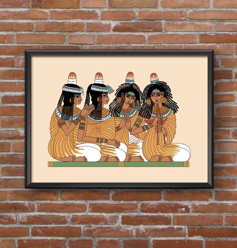 Ancient Egyptian Reproduction Unframed Art Print Singers and Pipers Entertaining at the Feast of Nebamun tomb painting flute pipes image 8