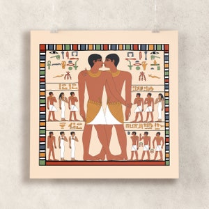 Ancient Egyptian Reproduction Unframed Giclee Art Print Brothers or Lovers The Embrace of Khnumhotep and Niankhkhnum Tomb Painting Replica image 2