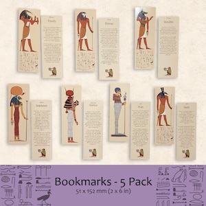Egyptian Gods Bookmarks: Mythology Gift Set, History Lover (5-Pack)