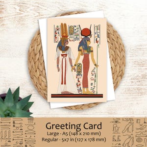 La reine Néfertari et la déesse Isis - carte de voeux A5 5 x 7 de l'Égypte ancienne vierge à l'intérieur carte de remerciement